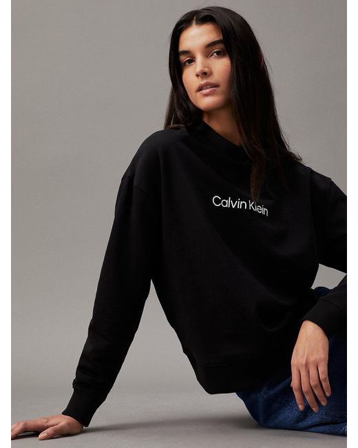 Calvin Klein Black Cotton Logo Sweatshirt