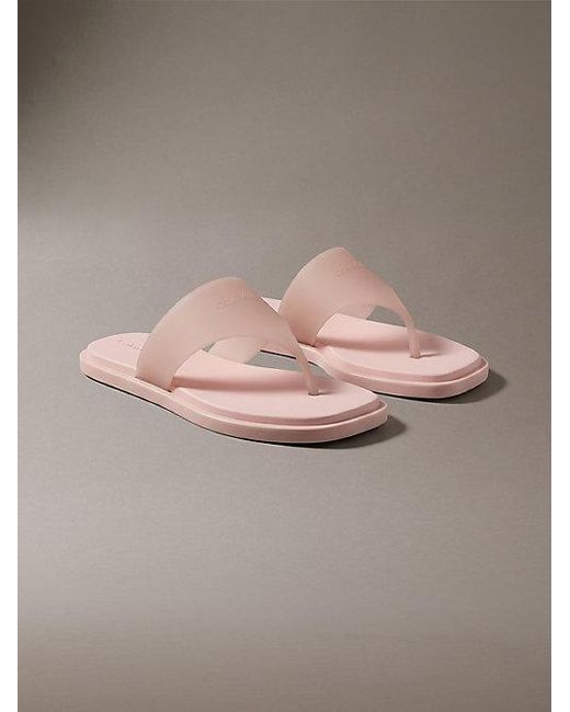 Calvin Klein Gray Finni Jelly Flat Thong Sandals