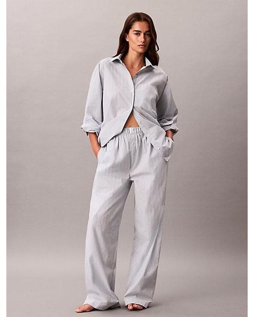 Calvin Klein Gray Pyjama Pants Cotton Poplin