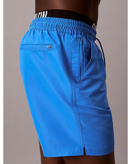 Calvin Klein Blue Double Waistband Swim Shorts Intense Power for men