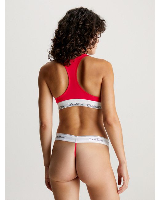 Calvin Klein Bralette And Thong Set - Modern Cotton in Red