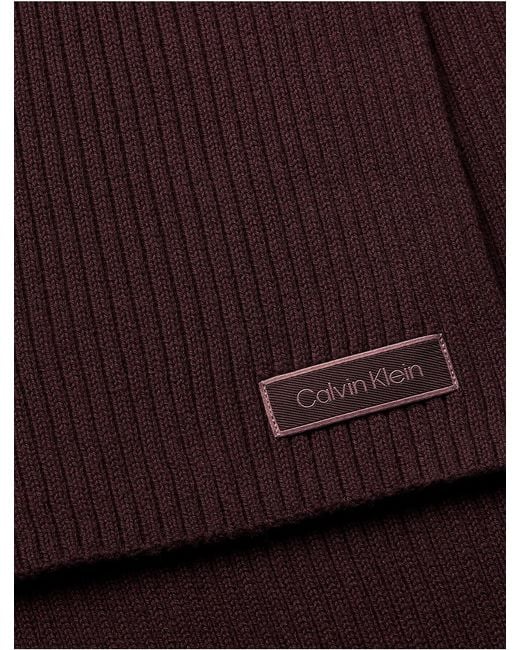 Calvin Klein Purple Logo Patch Rib Scarf