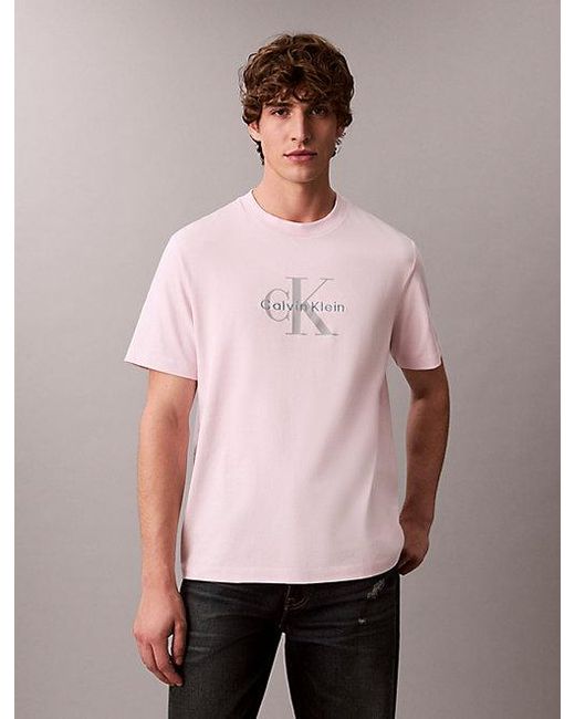 Calvin Klein Pink Jeans Monogram Logo T-Shirt for men
