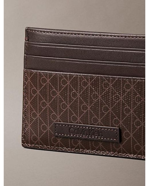 Calvin Klein Gray Allover Monogram Logo Card Holder for men