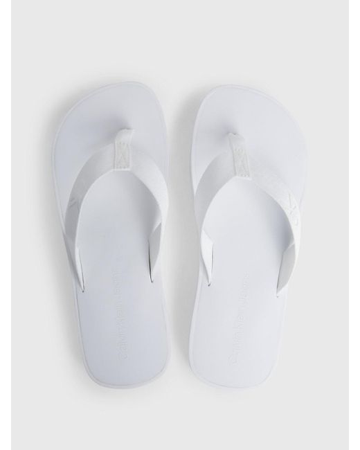 Calvin Klein White Platform Flip Flops