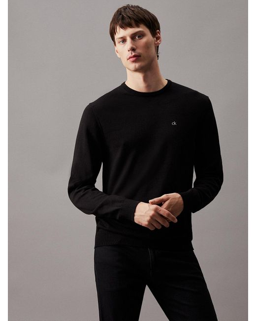 Pull en soie et coton Calvin Klein pour homme en coloris Black