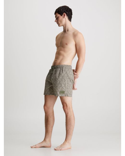 Calvin Klein Gray Medium Drawstring Swim Shorts - Ck Prints for men