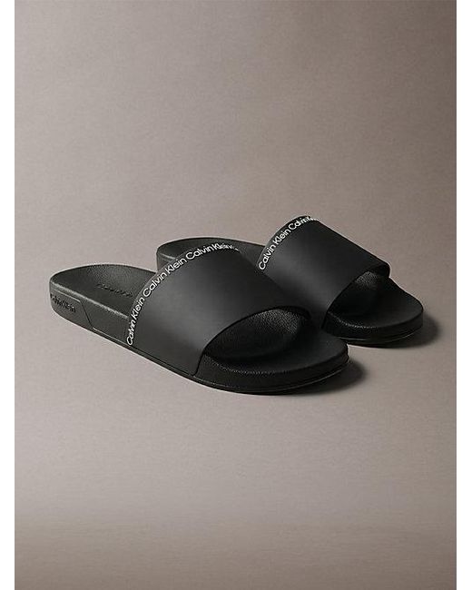 Calvin Klein Gray Contoured Logo Sliders for men