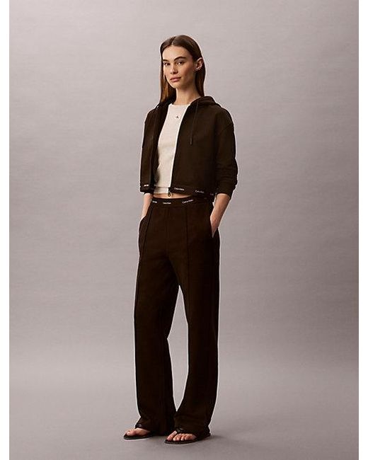 Calvin Klein Brown Jeans Logo Waistband Wide Leg Joggers