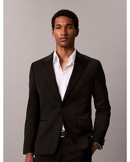 Calvin Klein Gray Slim Wool Tuxedo Jacket for men