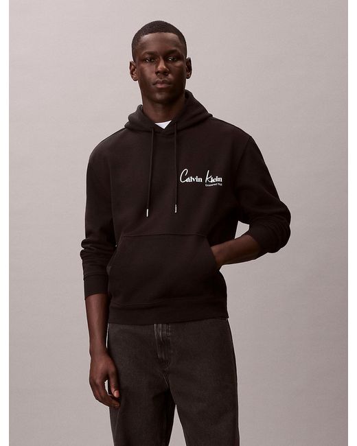 Calvin Klein Brown Graphic Logo Hoodie for men