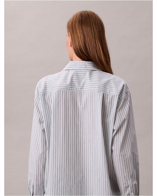 Calvin Klein Purple Cotton Poplin Striped Shirt