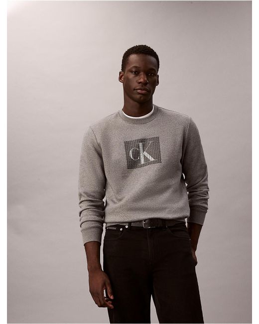 Calvin Klein Multicolor Calvin Klein Fleece Layered Monogram Graphic Sweatshirt for men