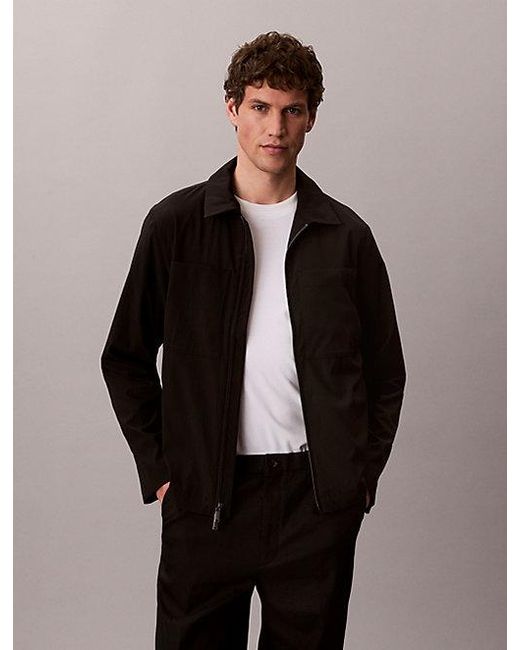 Calvin Klein Black Seersucker Blouson Jacket for men