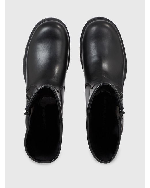 Calvin Klein Black Leather Platform Boots