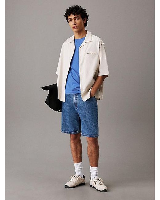 Calvin Klein Relaxed Linnen Lyocell Shirt in het Blue voor heren