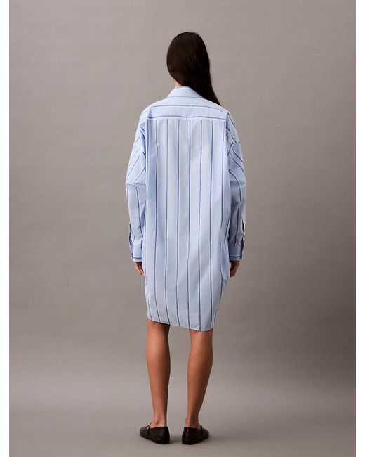 Robe-Chemise Relaxed En Coton À Rayures Calvin Klein en coloris Blue