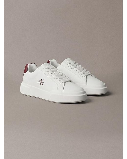 Calvin Klein Metallic Leather Durable Traction Chunky Trainers