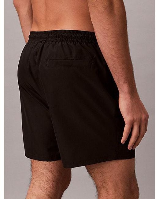 Calvin Klein Black Medium Drawstring Swim Shorts Ck Monogram for men