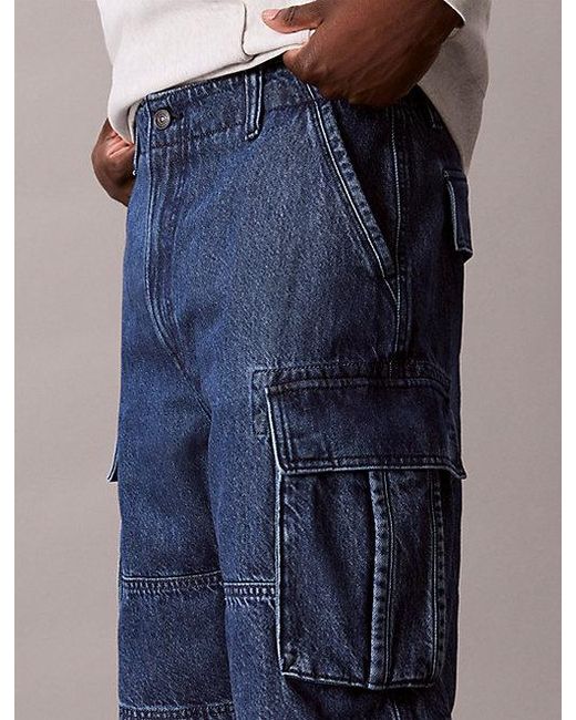 Calvin Klein Blue Jeans 90S Denim Cargo Shorts for men