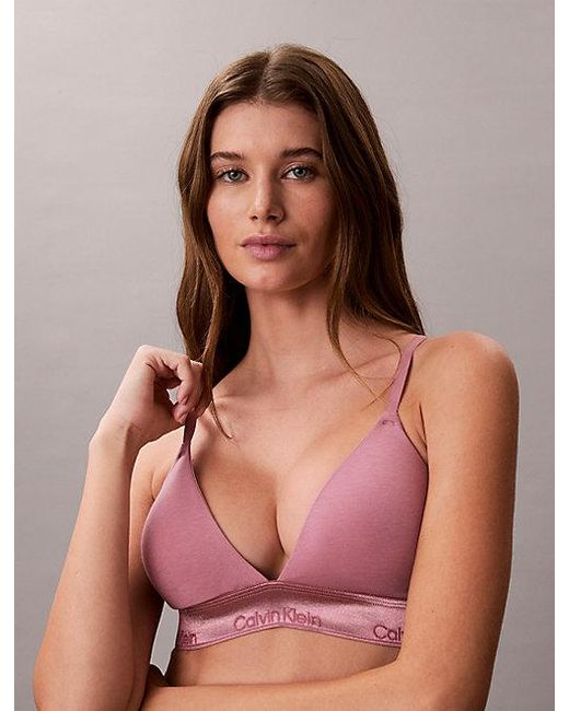 Calvin Klein Purple Metallic Lightly Lined Triangle Bralette Icon Cotton Modal