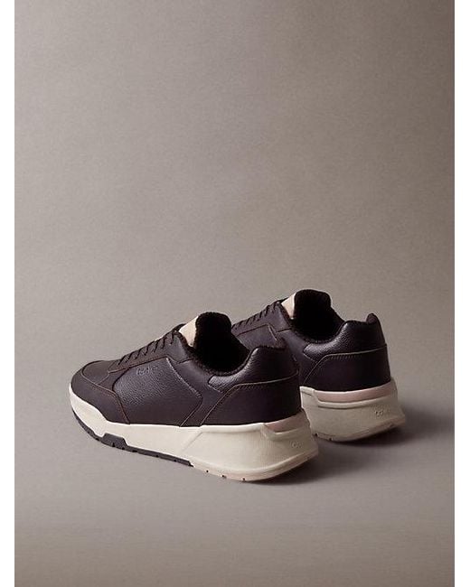 Calvin Klein Brown Leather Chunky Dad Trainers for men