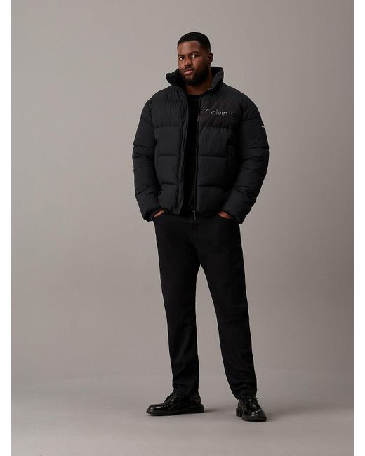 Calvin Klein Black Plus Size Crinkle Nylon Puffer Jacket for men