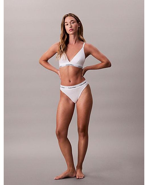 Calvin Klein White High Leg Bikini Briefs Icon Cotton Modal