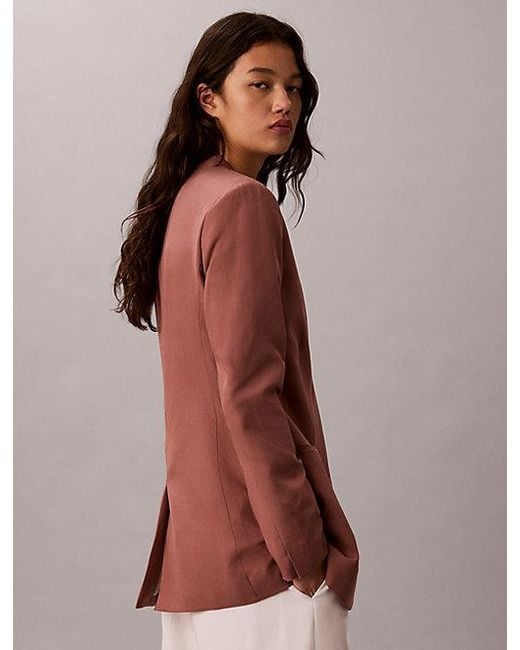 Calvin Klein Pink Lyocell Linen Blend Blazer