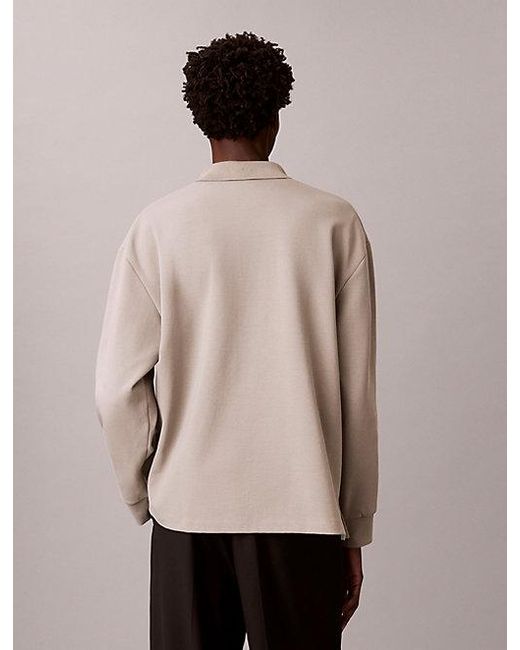 Calvin Klein Brown Long Sleeve Logo Emblem Polo Shirt for men