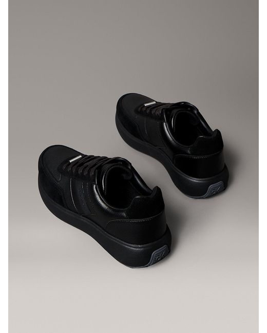 Calvin Klein Black Leather Chunky Runner Trainers for men