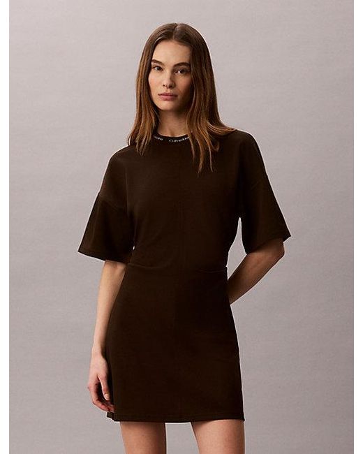 Calvin Klein Brown Jeans Milano Jersey Draped T-Shirt Dress