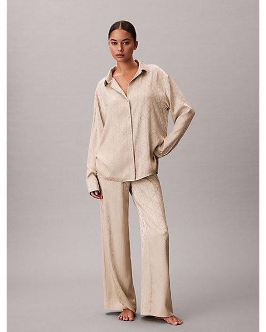 Calvin Klein Pink Satin Jacquard Pyjama Set