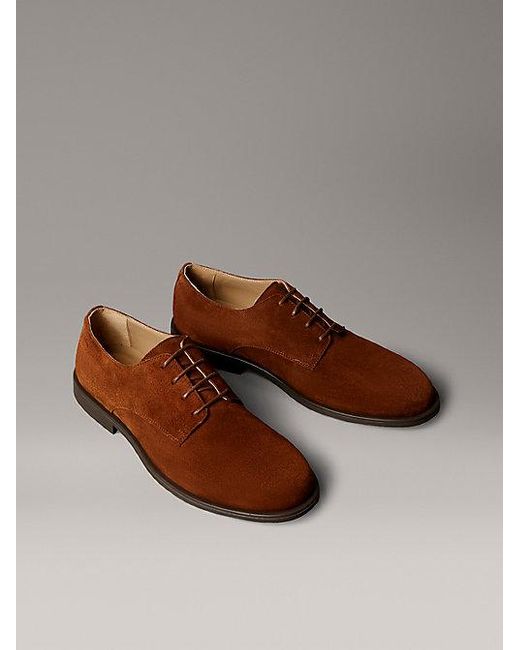Calvin Klein Suède Derby-Veterschoenen Met Demping in het Brown voor heren