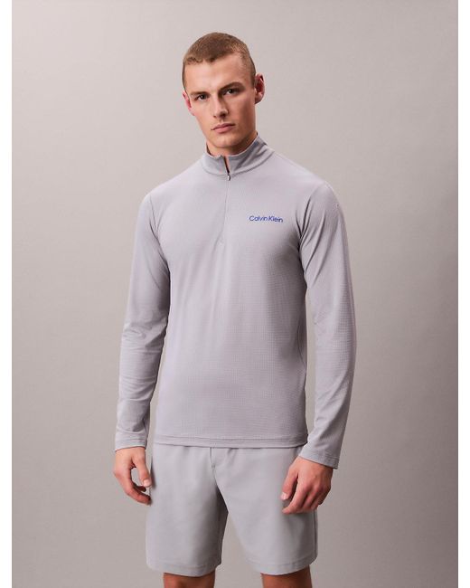Calvin Klein Purple Quick-Dry 1/4 Zip Long Sleeve Technical Top for men