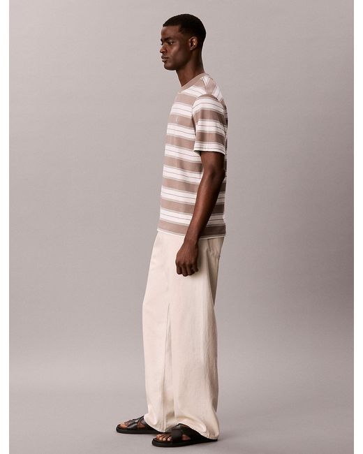 Calvin Klein Pink Cotton Stretch Stripe T-Shirt for men