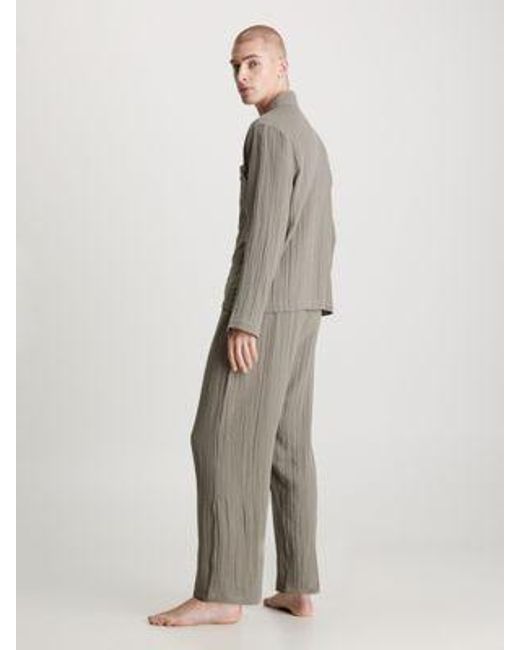 Calvin Klein Hosen-Pyjama-Set - Pure Textured in White für Herren