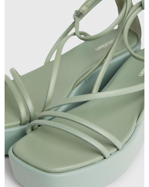 Calvin Klein Green Leather Platform Wedge Sandals