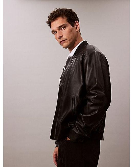 Calvin Klein Imitatieleren Bomberjack in het Black voor heren