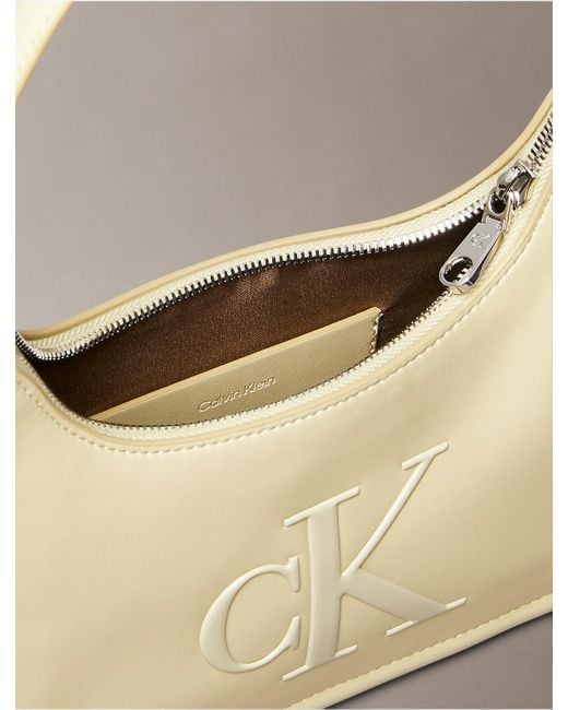 Calvin Klein Natural Embossed Monogram Logo Shoulder Bag