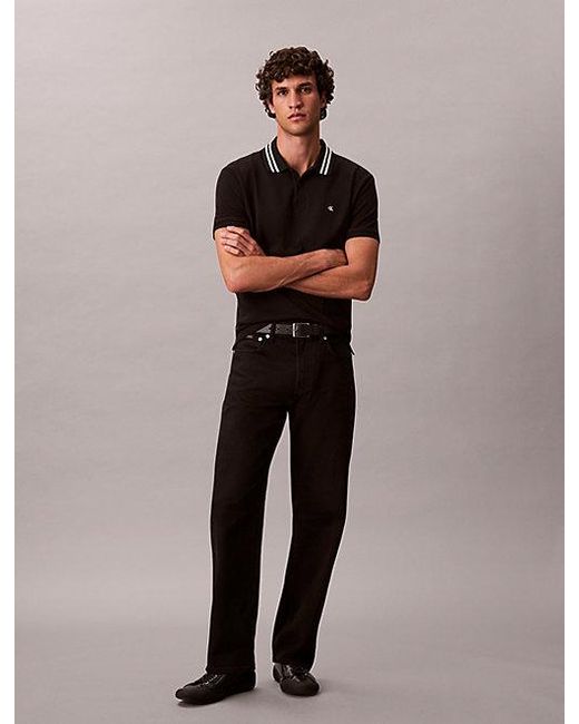 Calvin Klein Brown Jeans Monogram Pique Tipped Classic Polo Shirt for men