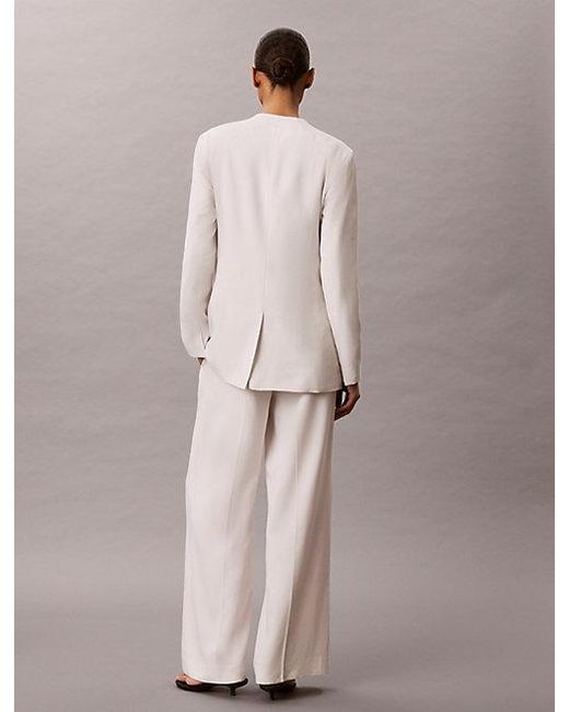 Calvin Klein White Lyocell Linen Blend Blazer