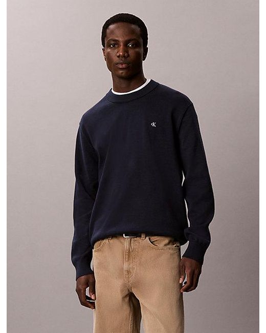 Calvin Klein Blue Jeans Classic Cotton Monogram Jumper for men