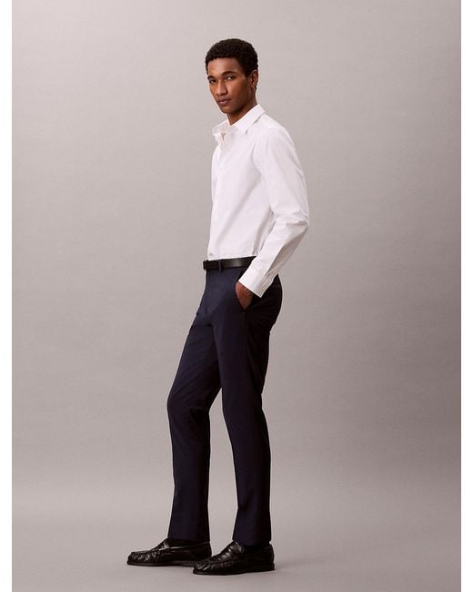 Calvin Klein Blue Slim Tropical Wool Trousers for men