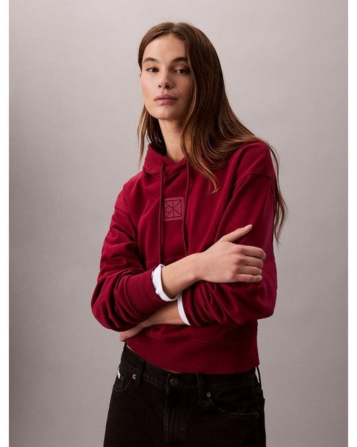Sweat À Capuche En Éponge De Qualité Supérieure Calvin Klein en coloris Red