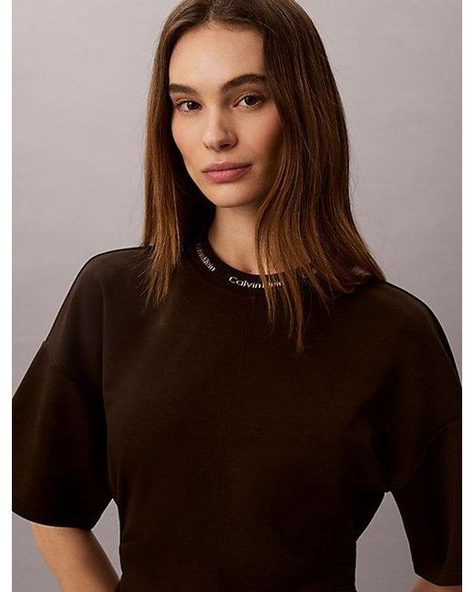 Calvin Klein Brown Jeans Milano Jersey Draped T-Shirt Dress