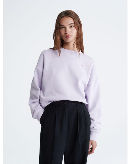 Calvin Klein White Archive Logo Fleece Cropped Sweatshirt
