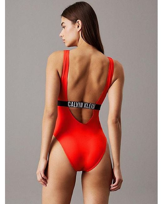 Calvin Klein Red Cut Out Swimsuit Intense Power