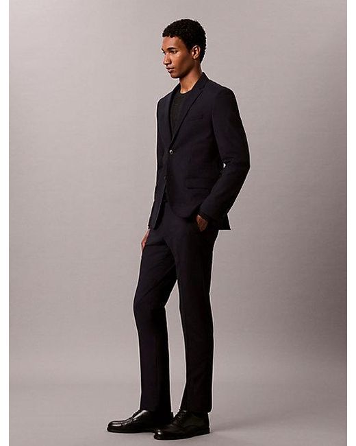 Calvin Klein Natural Slim Wool Stretch Trousers for men