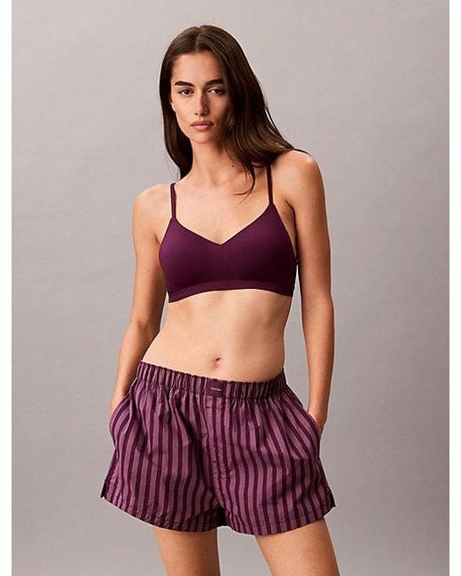 Calvin Klein Red Pyjama Shorts Cotton Poplin